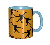 WSHFFILO Black Gibbon Monkey Printed Mug Double-Coloured Mug Ceramic Mug