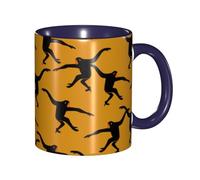 WSHFFILO Black Gibbon Monkey Printed Mug Double-Coloured Mug Ceramic Mug