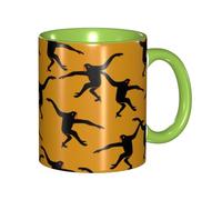 WSHFFILO Black Gibbon Monkey Printed Mug Double-Coloured Mug Ceramic Mug