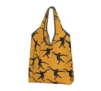WSHFFILO Black Gibbon Monkey printed Portable shopping bag storage bag tote