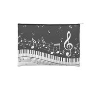 WSHFFILO Black White Music Note Printed Paper Reusable Cosmetic Bag Makeup Bag Travel Toiletry Bag