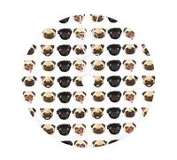 WSHFFILO Black Yellow Pug printed Christmas tree skirt Christmas Tree Skirt Base Cover