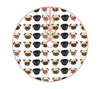 WSHFFILO Black Yellow Pug printed Christmas tree skirt Christmas Tree Skirt Base Cover