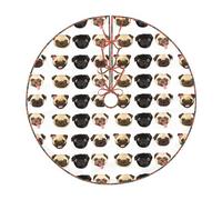 WSHFFILO Black Yellow Pug printed Christmas tree skirt Christmas Tree Skirt Base Cover