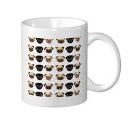 WSHFFILO Black Yellow Pug Printed Cups White Mug Coffee Mug