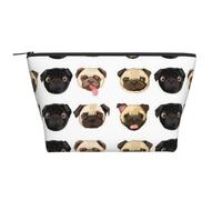 WSHFFILO Black Yellow Pug Printed Daily Storage Bag Makeup Bag Travel Toiletry Bag Cosmetic Bag