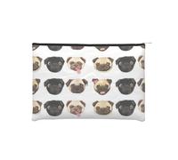 WSHFFILO Black Yellow Pug Printed Paper Reusable Cosmetic Bag Makeup Bag Travel Toiletry Bag