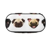 WSHFFILO Black Yellow Pug Printed Pencil Bag Pencil Case Pencil Pouch Portable Stationery Bag