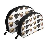 WSHFFILO Black Yellow Pug Printed Portable Bags Clutch Pouch Makeup Bag