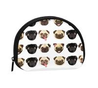 WSHFFILO Black Yellow Pug Printed Shell Storage Bag Mini Coin Organiser