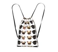 WSHFFILO Black Yellow Pug printed Storage bag with a drawstring backpack Drawstring strap pack Gym Bag
