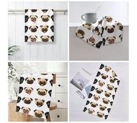 WSHFFILO Black Yellow Pug printed towel hand Towel Quick Dry Towel