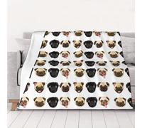 WSHFFILO Black Yellow Pug printed Ultra-Soft Micro Fleece Blanket Warm Blanket