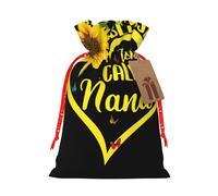 WSHFFILO Blessed to Be Called Nana Sunflower printed Gift packaging bag Jute Drawstring Gift Bag