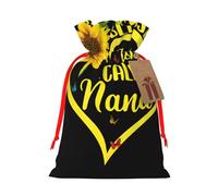 WSHFFILO Blessed to Be Called Nana Sunflower printed Gift packaging bag Jute Drawstring Gift Bag