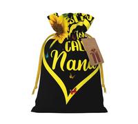 WSHFFILO Blessed to Be Called Nana Sunflower printed Gift packaging bag Jute Drawstring Gift Bag