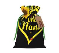 WSHFFILO Blessed to Be Called Nana Sunflower printed Gift packaging bag Jute Drawstring Gift Bag