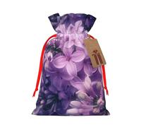 WSHFFILO Blooming Purple Flowers printed Gift packaging bag Jute Drawstring Gift Bag