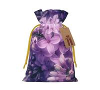 WSHFFILO Blooming Purple Flowers printed Gift packaging bag Jute Drawstring Gift Bag