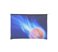 WSHFFILO Blue Fire Basketball Ball Printed Paper Reusable Cosmetic Bag Makeup Bag Travel Toiletry Bag