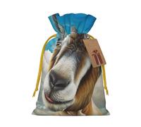 WSHFFILO Blue Goat Print printed Bag Jute Drawstring Gift Bag