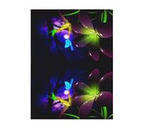 WSHFFILO Blue Purple Flower Butterfly printed Blanket Soft Facial Blanket Plush Blanket Four Seasons Warm Blanket