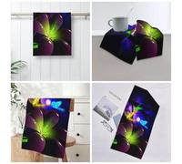 WSHFFILO Blue Purple Flower Butterfly printed towel hand Towel Quick Dry Towel