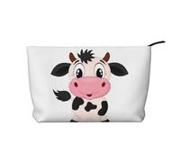 WSHFFILO Cartoon Milk Cow Printed Corduroy Makeup Bag Travel Toiletry Bag Cosmetic Bag Clutch Bag