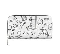 WSHFFILO Chemistry Print Printed Leather Hand Wallet Long Clutch Leather Wallet