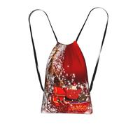 WSHFFILO Christmas Magic printed Storage bag with a drawstring backpack Drawstring strap pack Gym Bag