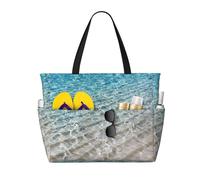 WSHFFILO Clear Sea Water printed Large Capacity Beach Travel Bag Shoulder Bag