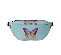 WSHFFILO Colorful Butterfly Printed Crossbody Waist Pack Casual Chest Bag