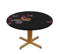 WSHFFILO colorful butterfly printed Oxford fabric round tablecloth Elastic Table Protector