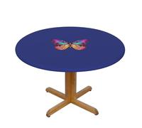 WSHFFILO Colorful Butterfly printed Oxford fabric round tablecloth Elastic Table Protector