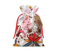 WSHFFILO Colorful Flower Butterfly printed Gift wrapping bag Jute Drawstring Gift Bag