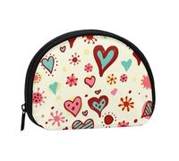 WSHFFILO Colorful Heart Pattern Printed Shell Storage Bag Mini Coin Organiser