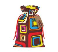 WSHFFILO Colorful Squares printed Gift wrapping bag Jute Drawstring Gift Bag