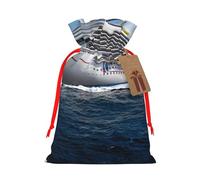 WSHFFILO Cruise Ship printed Gift packaging bag Jute Drawstring Gift Bag