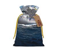 WSHFFILO Cruise Ship printed Gift packaging bag Jute Drawstring Gift Bag