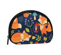 WSHFFILO Cute Animal Fox Flower Printed Shell Storage Bag Mini Coin Organiser