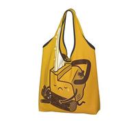 WSHFFILO Cute Crying Chainsaw printed Portable shopping bag storage bag tote