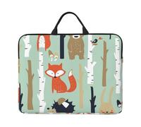 WSHFFILO Cute Fox Bear Bird Bunny Tree printed 14in Laptop Case Portable Laptop Bag Laptop Organiser