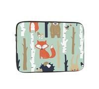 WSHFFILO Cute Fox Bear Bird Bunny Tree printed Laptop Case Portable Laptop Bag Laptop Organiser
