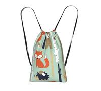 WSHFFILO Cute Fox Bear Bird Bunny Tree printed Storage bag with a drawstring backpack Drawstring strap pack Gym Bag