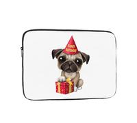 WSHFFILO Cute Happy Birthday Pug Puppy printed Laptop Case Portable Laptop Bag Laptop Organiser