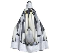 WSHFFILO Cute Penguins Family printed Adult Hooded Cloak Hooded Poncho Party Decoration cape