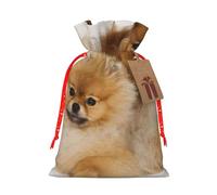 WSHFFILO Cute pomeranian printed Gift wrapping bag Jute Drawstring Gift Bag
