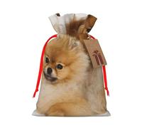 WSHFFILO Cute pomeranian printed Gift wrapping bag Jute Drawstring Gift Bag