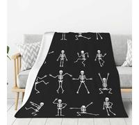 WSHFFILO Cute Skeleton Dancing printed Blanket 320g Flannel Blanket Throw blanket