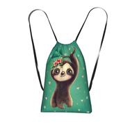 WSHFFILO Cute Sloth printed Storage bag with a drawstring backpack Drawstring strap pack Gym Bag